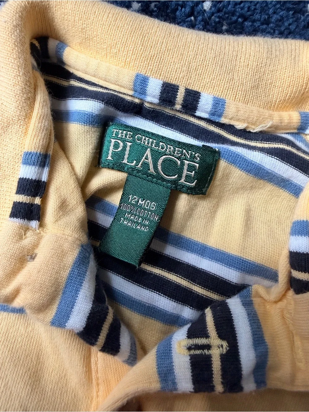 90s Style Vintage Children’s Place Yellow & Blue Striped Polo Romper